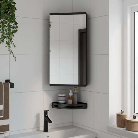 vidaXL Eck-Spiegelschrank Schwarz 30x24x60 cm