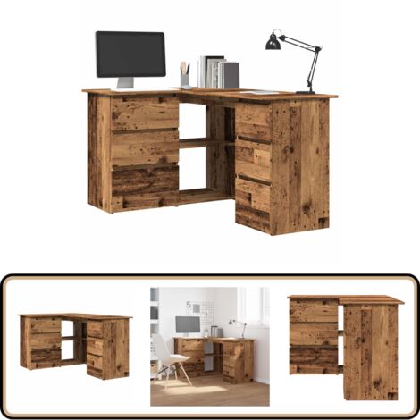vidaXL Eckschreibtisch Altholz-Optik 145x100x76 cm Holzwerkstoff