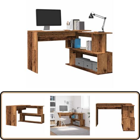 vidaXL Eckschreibtisch Altholz-Optik 200,5x50x76 cm Holzwerkstoff
