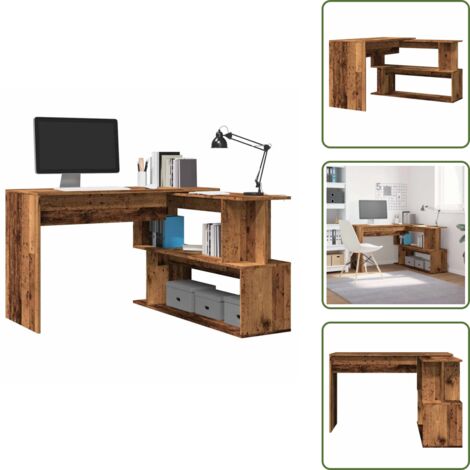 vidaXL Eckschreibtisch Altholz-Optik 200,5x50x76 cm Holzwerkstoff