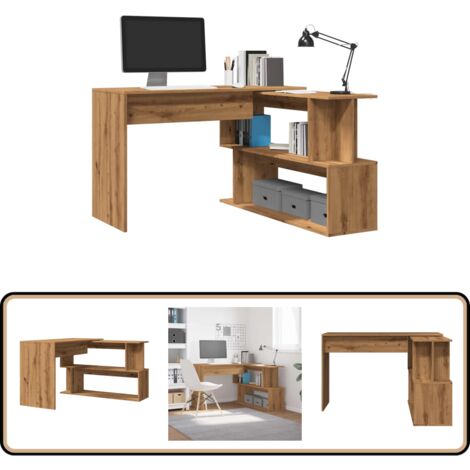 vidaXL Eckschreibtisch Artisan-Eiche 200,5x50x76 cm Holzwerkstoff