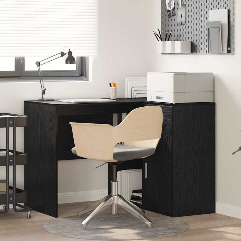 Vidaxl - Eckschreibtisch Mit Regal 2 Pcs Schwarze Eiche 102 X 50 X 75 Cm