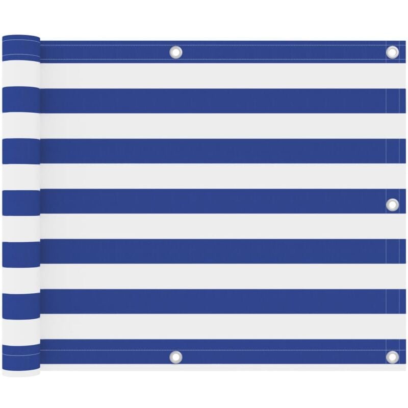 Cran de balcon Blanc et bleu 75x500 cm Tissu Oxford