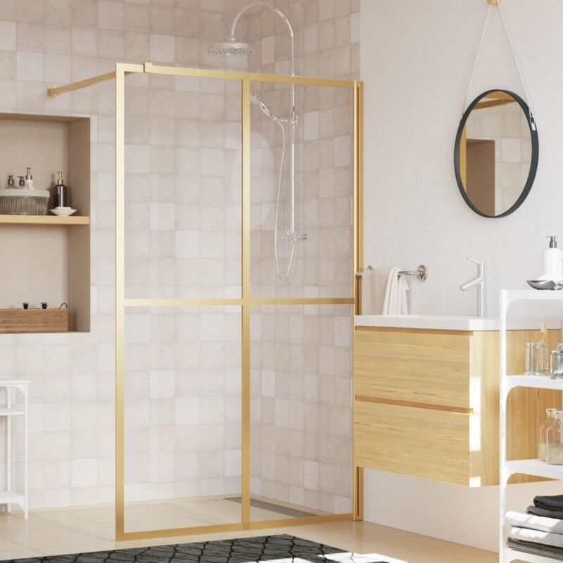Vidaxl - Paroi de douche avec verre esg transparent doré 118x195 cm