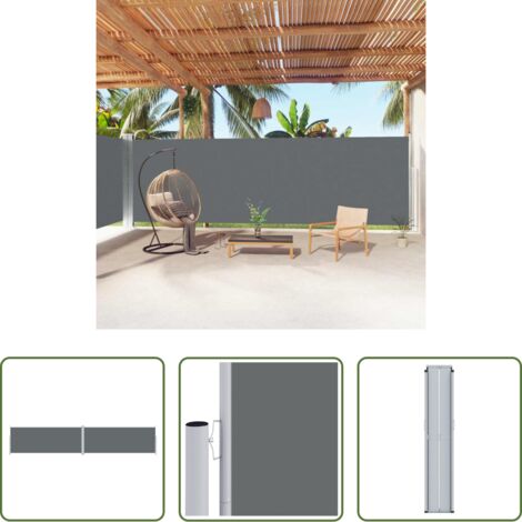 vidaXL Écran extérieur -  Auvent latéral rétractable Anthracite 200x1000 cm
