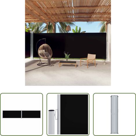 vidaXL Écran extérieur -  Auvent latéral rétractable Noir 220x1000 cm