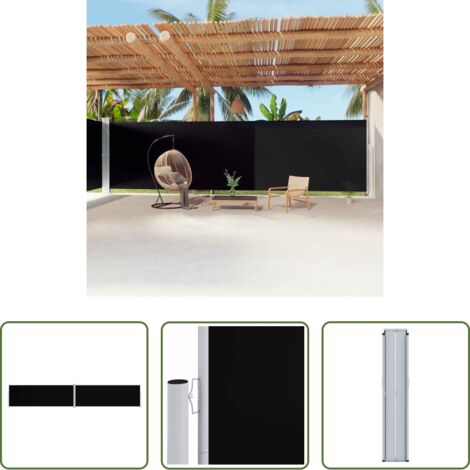 vidaXL Écran extérieur -  Auvent latéral rétractable Noir 220x1200 cm