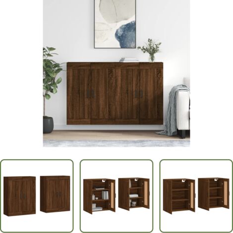 vidaXL Eiche -  Wandschränke 2 Stk. Braun Eichen-Optik Holzwerkstoff