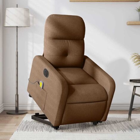 vidaXL Elektrischer Massagesessel Braun Stoff