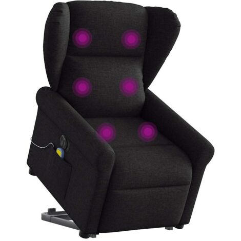 vidaXL Elektrischer Massagesessel mit Aufstehhilfe Schwarz Stoff