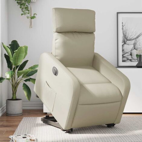 vidaXL Elektrischer Relaxsessel Creme Kunstleder