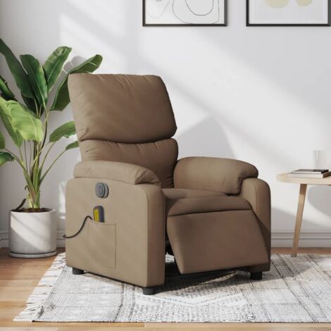 vidaXL Elektrischer Relaxsessel mit Massagefunktion Braun Stoff