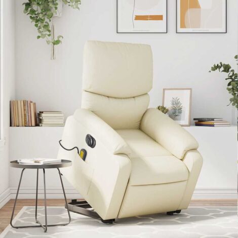 vidaXL Elektrischer Relaxsessel mit Massagestuhl Creme Kunstleder