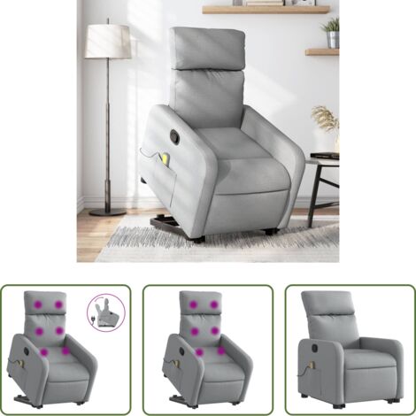 vidaXL Elevación eléctrica -  Sillón de masaje reclinable de pie de tela gris claro