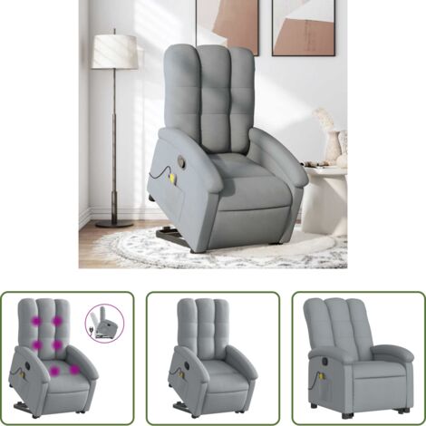 vidaXL Elevación eléctrica -  Sillón de masaje reclinable de pie de tela gris claro
