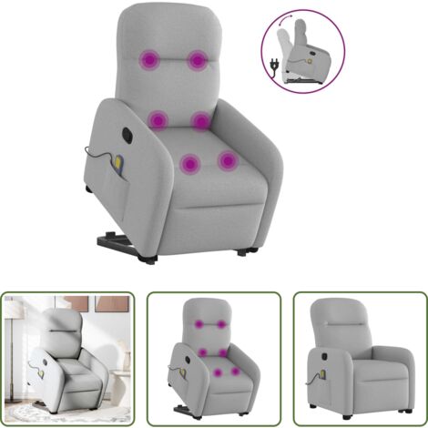 vidaXL Elevación eléctrica -  Sillón de masaje reclinable de pie de tela gris nube