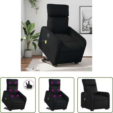 vidaXL Elevación eléctrica -  Sillón reclinable de masaje de pie cuero artificial negro