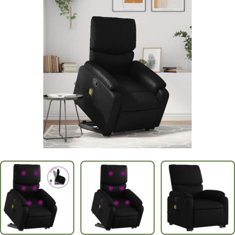 vidaXL Elevación eléctrica -  Sillón reclinable de masaje de pie cuero artificial negro