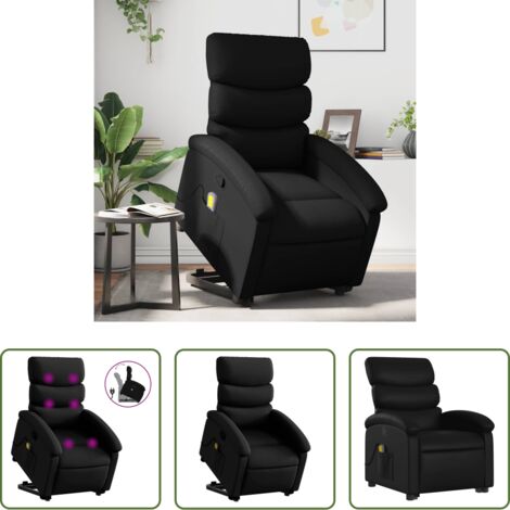 vidaXL Elevación eléctrica -  Sillón reclinable de masaje de pie cuero artificial negro