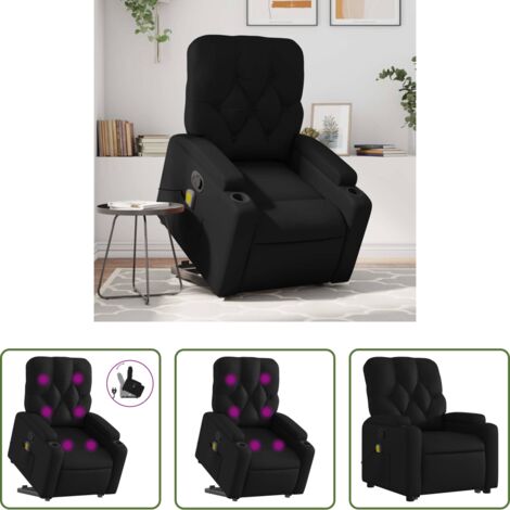 vidaXL Elevación eléctrica -  Sillón reclinable de masaje de pie cuero artificial negro