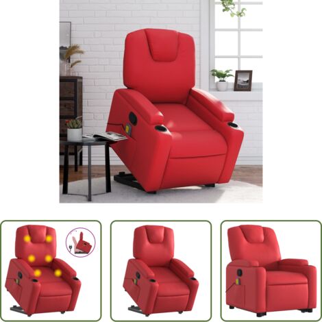 vidaXL Elevación eléctrica -  Sillón reclinable de masaje de pie cuero artificial rojo