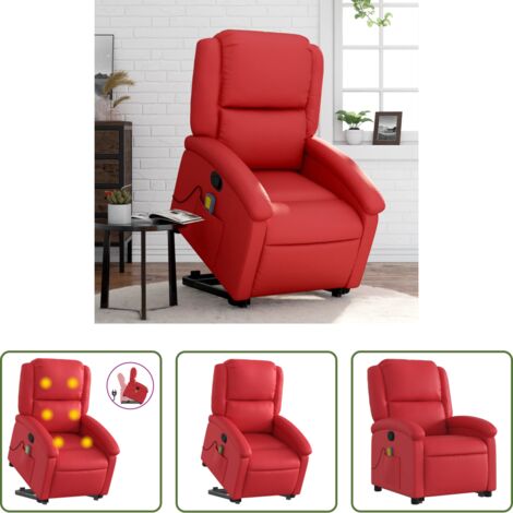 vidaXL Elevación eléctrica -  Sillón reclinable de masaje de pie cuero artificial rojo