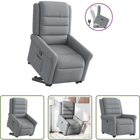 vidaXL Elevación eléctrica -  Sillón reclinable elevable de tela gris claro