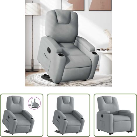 vidaXL Elevación eléctrica -  Sillón reclinable elevable de tela gris claro