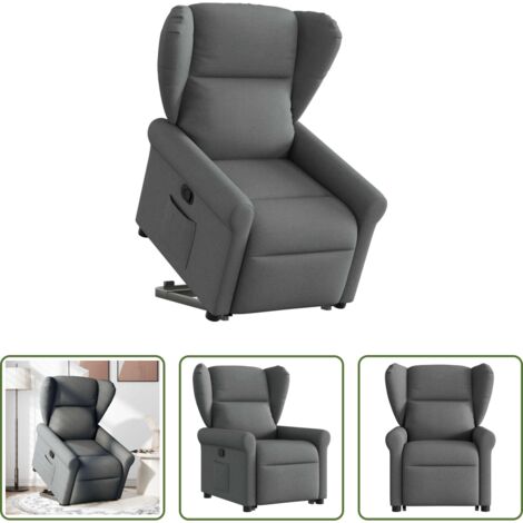vidaXL Elevación eléctrica -  Sillón reclinable elevable de tela gris oscuro