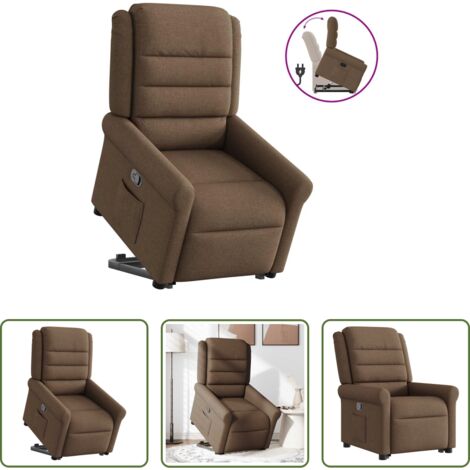 vidaXL Elevación eléctrica -  Sillón reclinable elevable de tela marrón