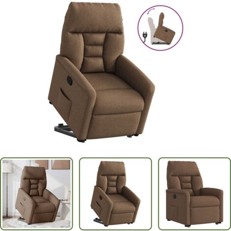 vidaXL Elevación eléctrica -  Sillón reclinable elevable de tela marrón