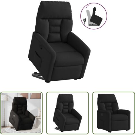 vidaXL Elevación eléctrica -  Sillón reclinable elevable tela negro
