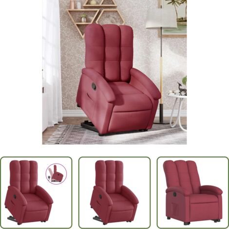 vidaXL Elevación eléctrica -  Sillón reclinable elevable tela rojo tinto