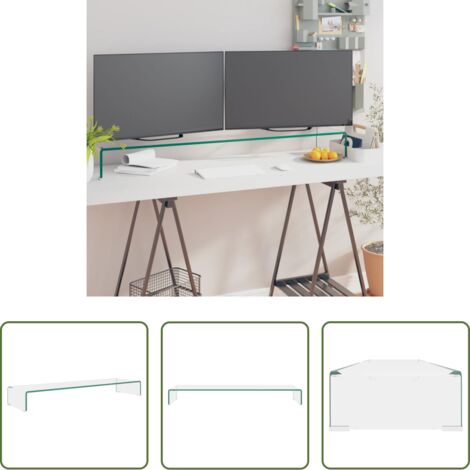 vidaXL Elevador para monitor -  Soporte para TV/Elevador monitor cristal claro 110x30x13 cm