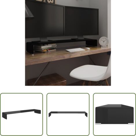 vidaXL Elevador para monitor -  Soporte para TV/Elevador monitor cristal negro 120x30x13 cm