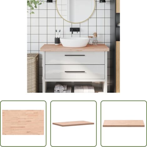 vidaXL Encimera de haya -  Encimera de baño madera maciza de haya 100x60x4 cm