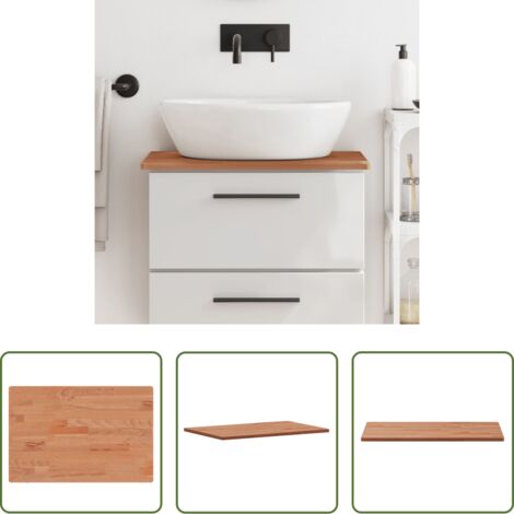 vidaXL Encimera de haya -  Encimera de baño madera maciza de haya 60x40x1,5 cm