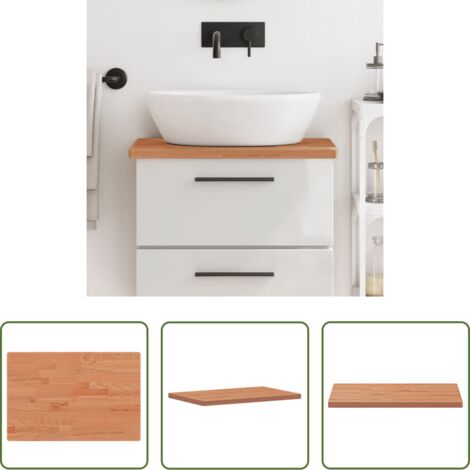 vidaXL Encimera de haya -  Encimera de baño madera maciza de haya 60x40x2,5 cm