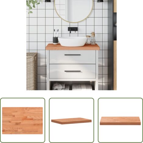 vidaXL Encimera de haya -  Encimera de baño madera maciza de haya 80x40x4 cm