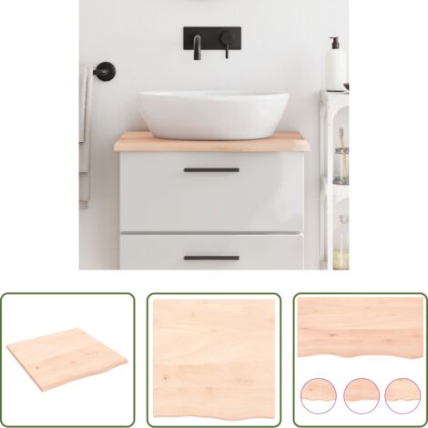 vidaXL Encimera de roble - Encimera de baño madera maciza sin tratar 60x40x2 cm