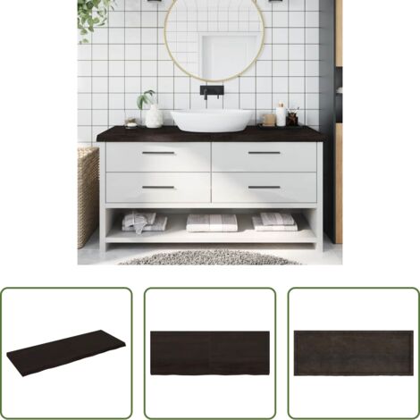 vidaXL Encimera de roble -  Encimera de baño madera tratada marrón oscuro 160x60x(2-6) cm