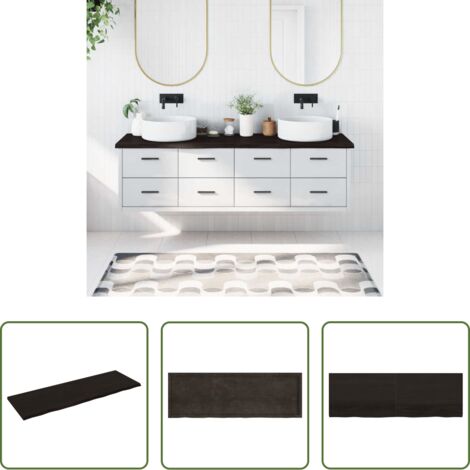 vidaXL Encimera de roble - Encimera de baño madera tratada marrón oscuro 180x60x(2-4) cm