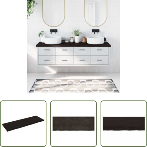 vidaXL Encimera de roble -  Encimera de baño madera tratada marrón oscuro 180x60x(2-6) cm