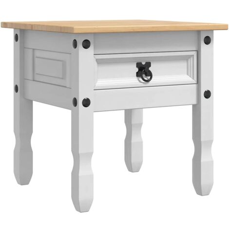 vidaXL  End Table  Corona White 50 x 50 x50 cm Solid Pine Wood