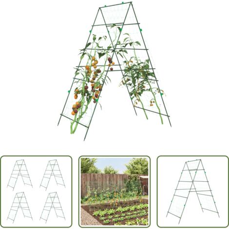 vidaXL Enrejado de acero -  Enrejados de jardín plantas trepadoras forma A 4 unidades acero
