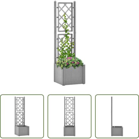 vidaXL Enrejado para plantas -  Arriate con enrejado y sistema de riego automático gris