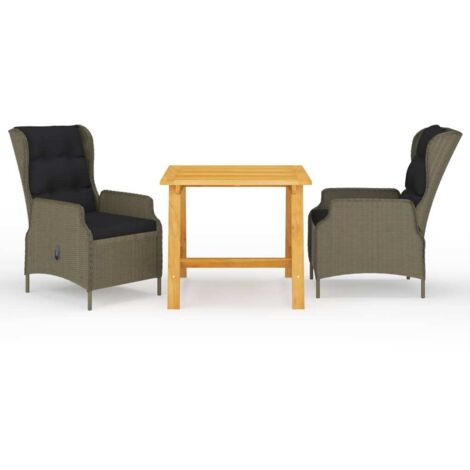 vidaXL Ensemble à manger de jardin 3 pcs Marron