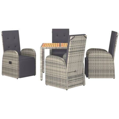 vidaXL Ensemble à manger de jardin 5 pcs coussins gris résine tressée