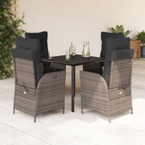 vidaXL Ensemble à manger de jardin 5 pcs coussins gris résine tressée
