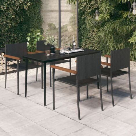 vidaXL Ensemble à manger de jardin 5 pcs Noir